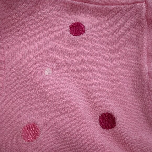 Erin Matthews | Pink Embroidered Polka Dot Cardigan Sweater | Size L - Picture 7 of 10